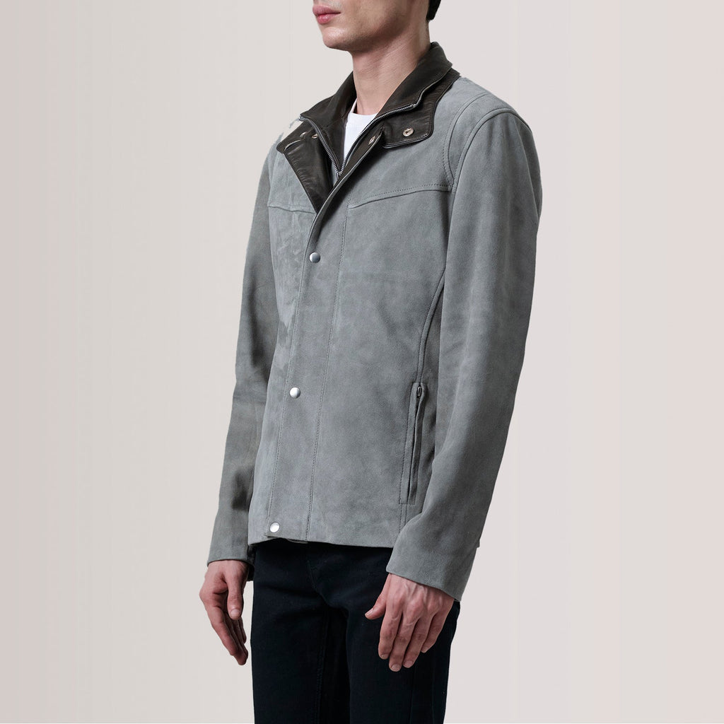 Henrik Grey Suede Goatskin Cafe Racer