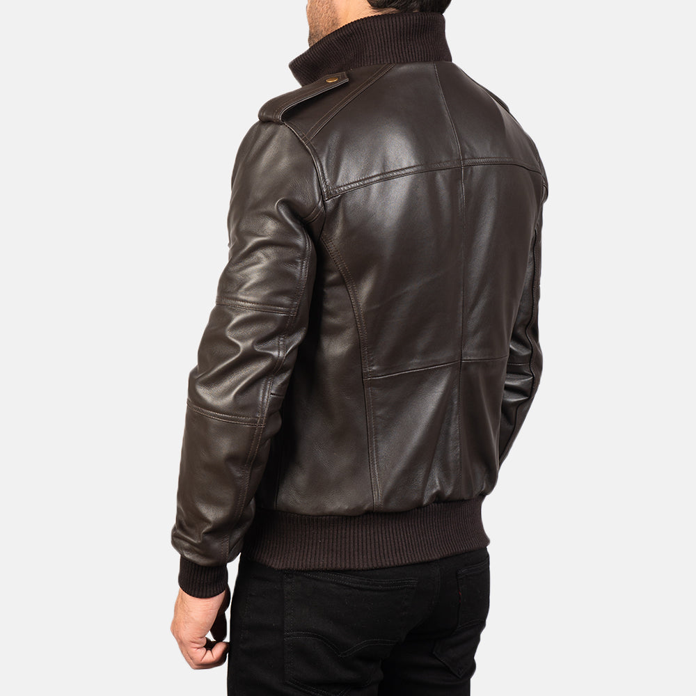 Agent Shadow Brown Sheepskin Bomber Jacket