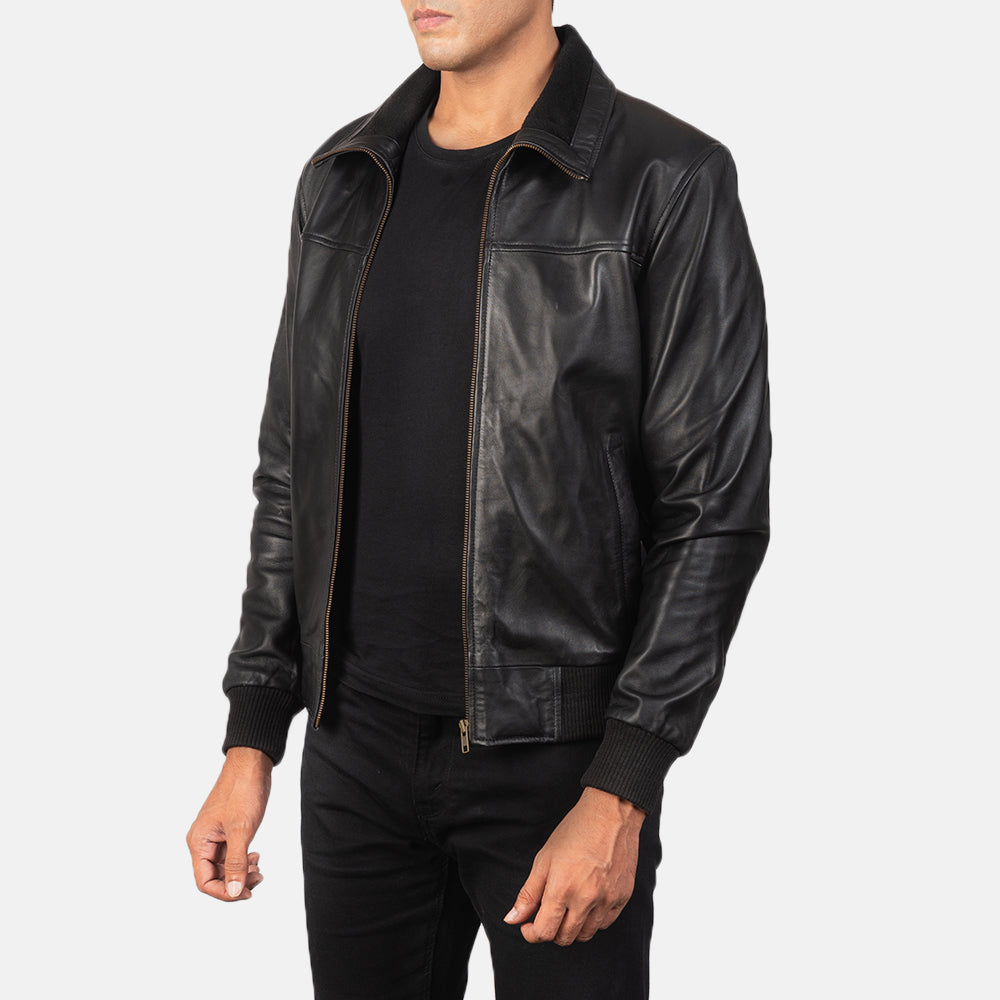 Air Rolf Black Sheepskin Bomber Jacket