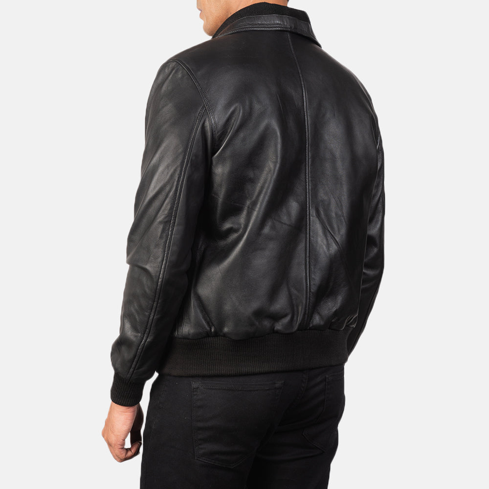 Air Rolf Black Sheepskin Bomber Jacket