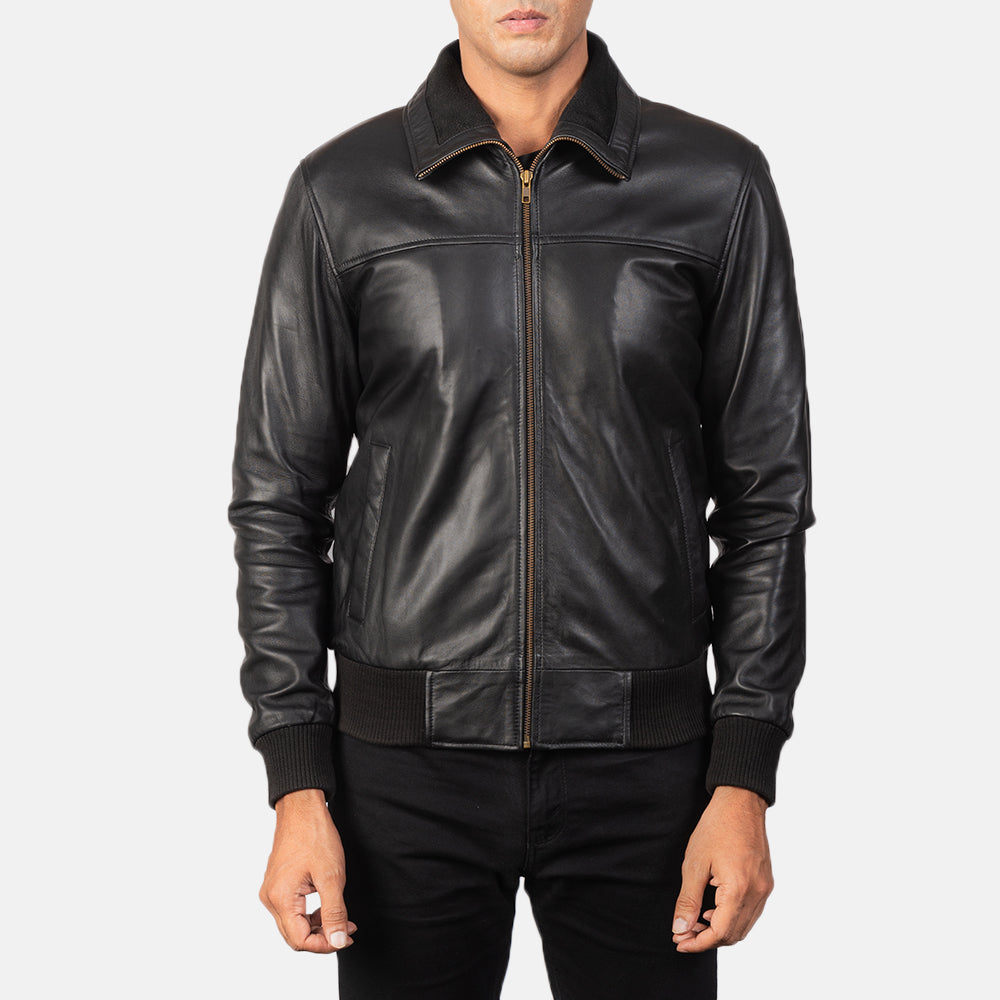 Air Rolf Black Sheepskin Bomber Jacket