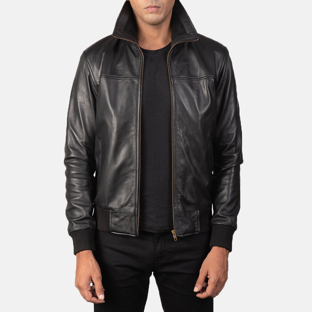 Air Rolf Black Sheepskin Bomber Jacket