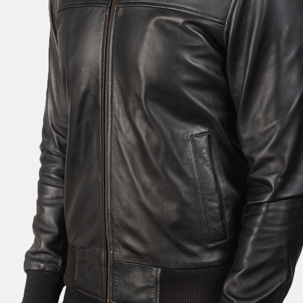 Air Rolf Black Sheepskin Bomber Jacket
