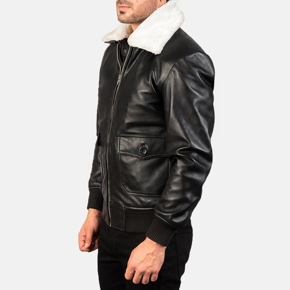 Airin G-1 Black and White Sheepskin Bomber Jacket