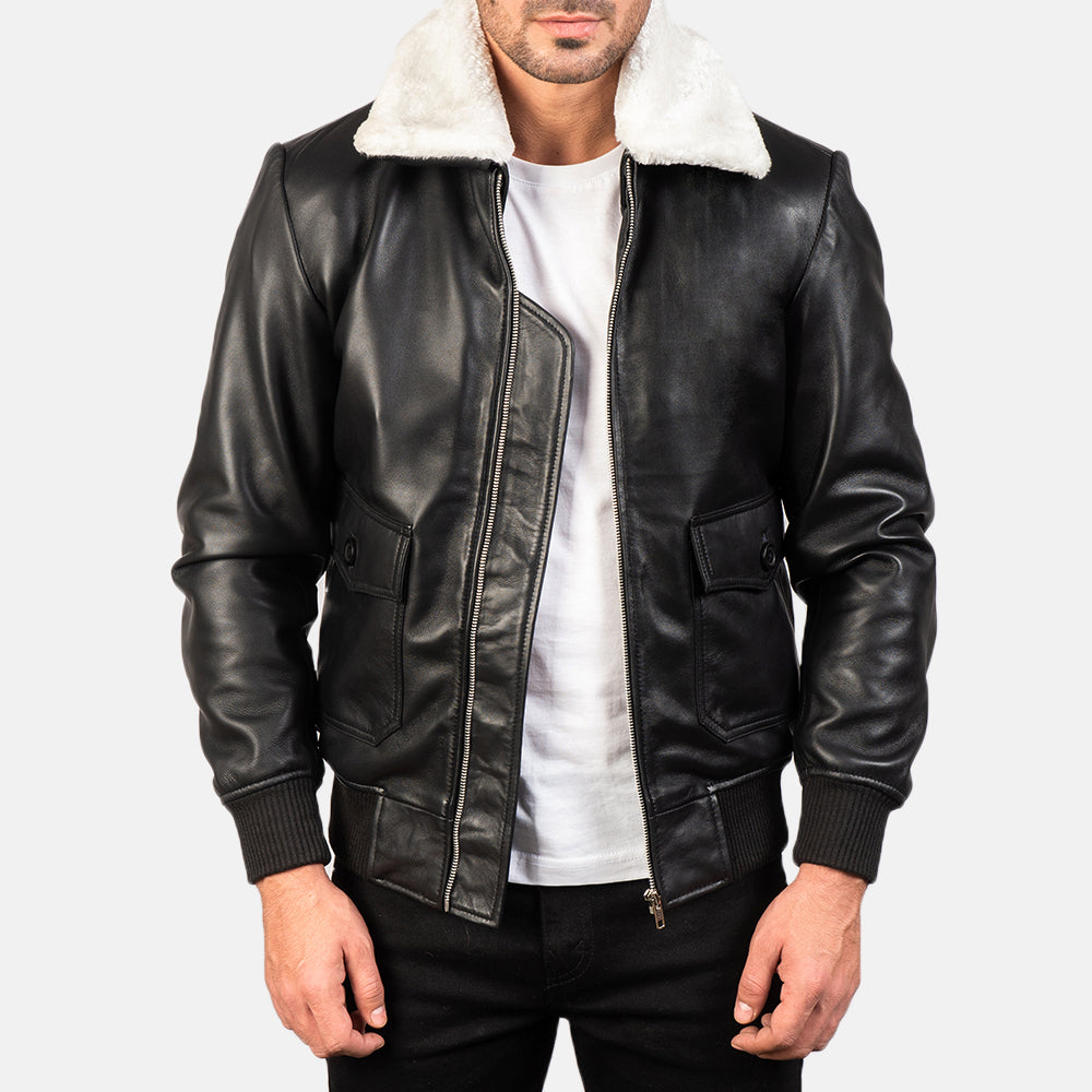 Airin G-1 Black and White Sheepskin Bomber Jacket