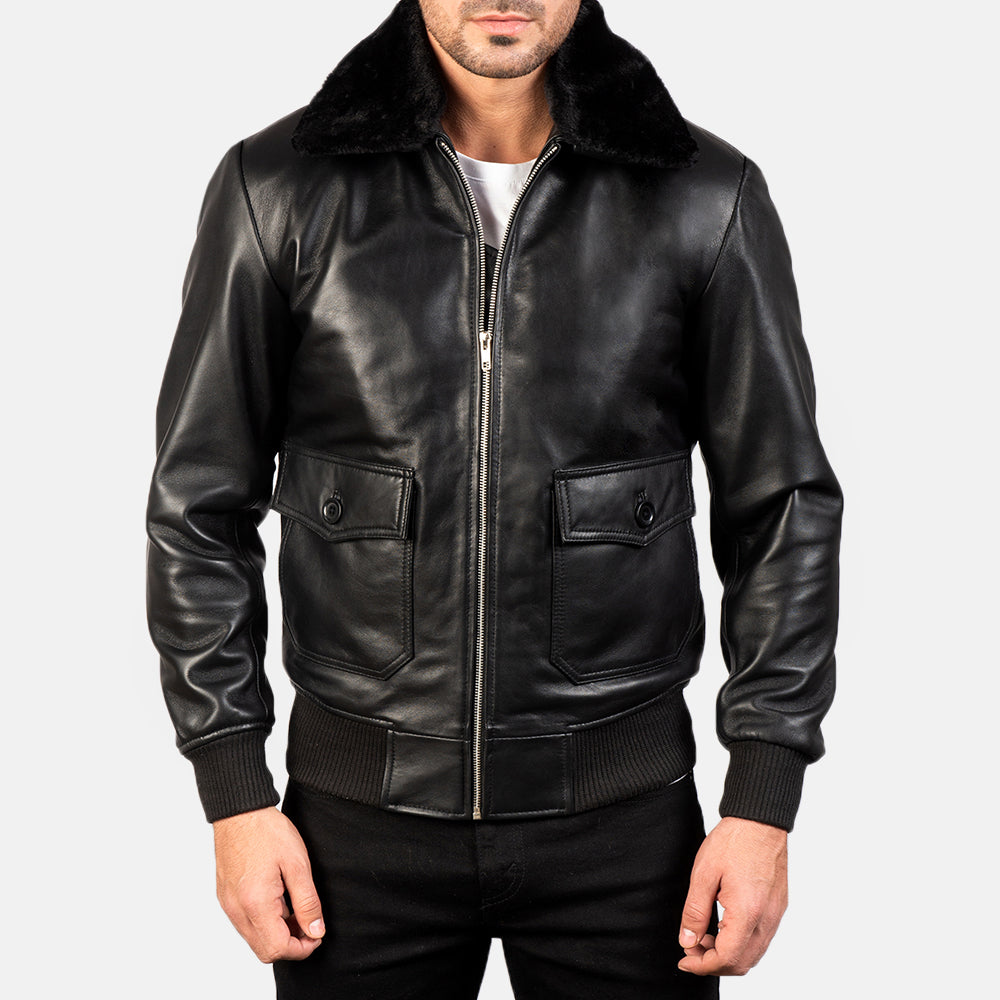 Airin G-1 Black Sheepskin Bomber Jacket