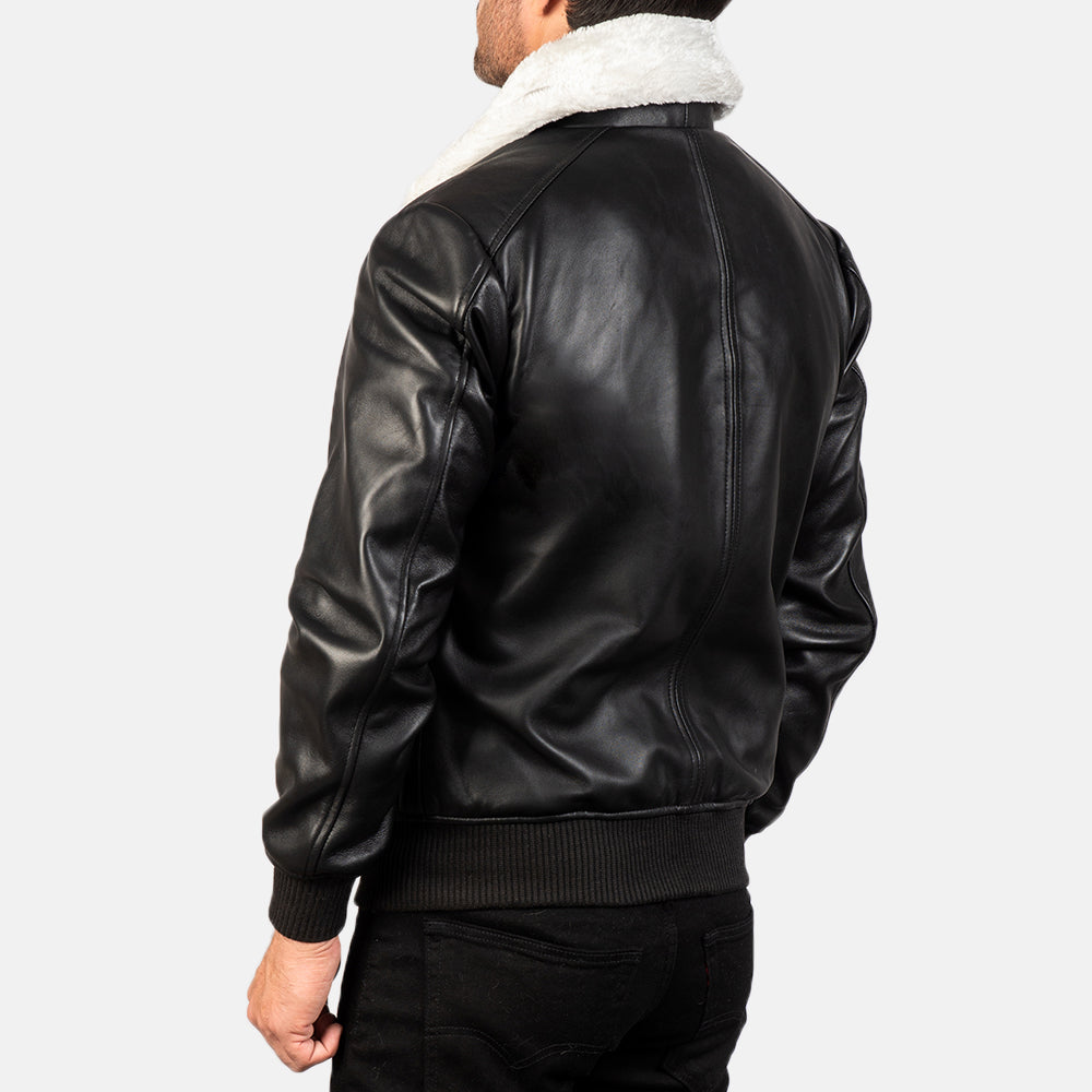 Airin G-1 Black and White Sheepskin Bomber Jacket
