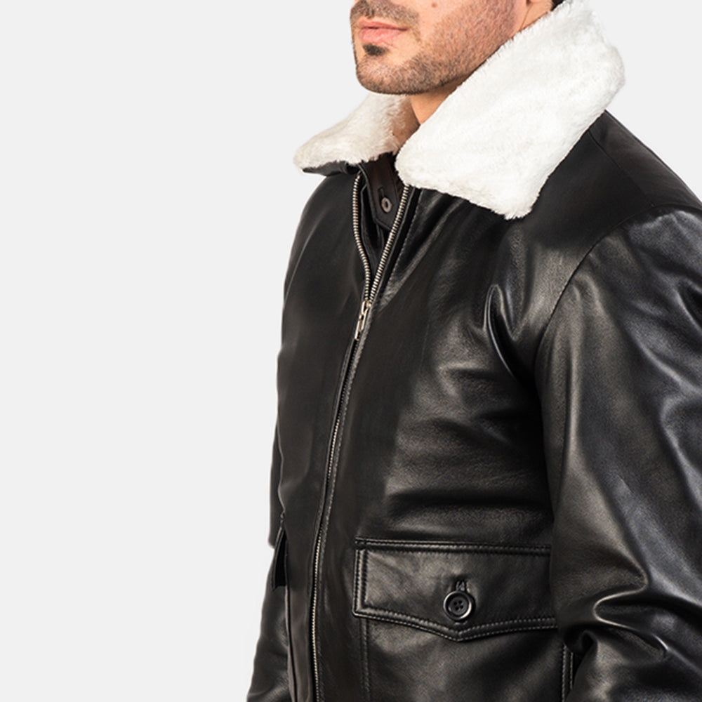Airin G-1 Black and White Sheepskin Bomber Jacket