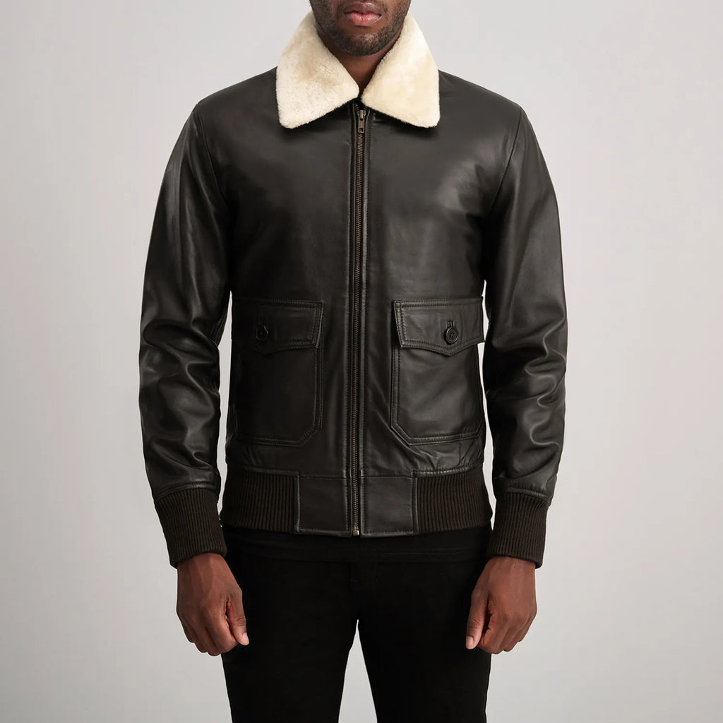 Airin G-1 Brown and Cream Sheepskin Bomber Jacket