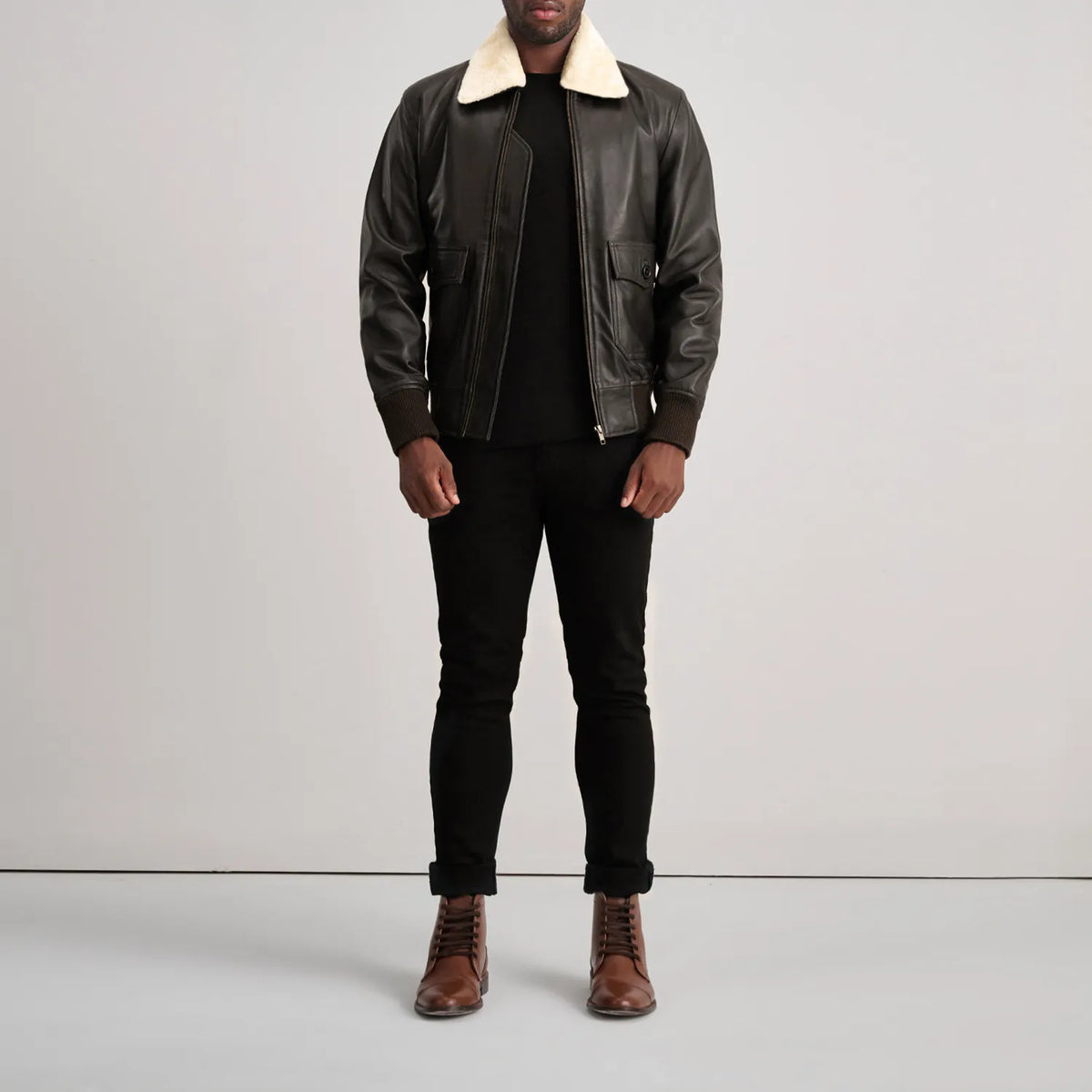 Airin G-1 Brown and Cream Sheepskin Bomber Jacket