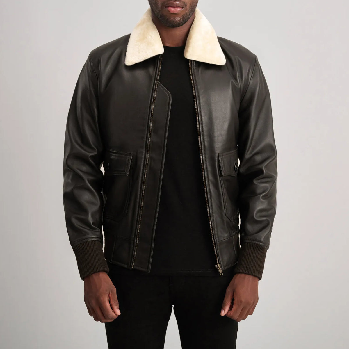 Airin G-1 Brown and Cream Sheepskin Bomber Jacket