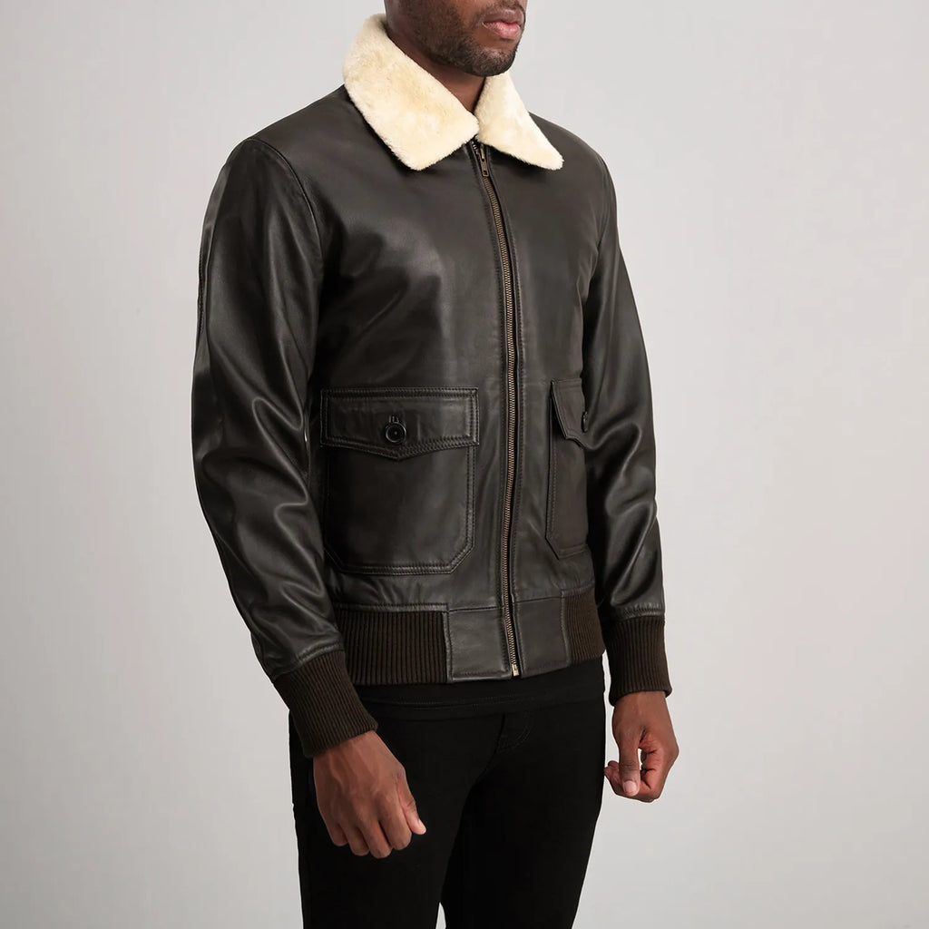 Airin G-1 Brown and Cream Sheepskin Bomber Jacket