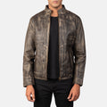 Alex Distressed Brown Goatskin Biker Jacket