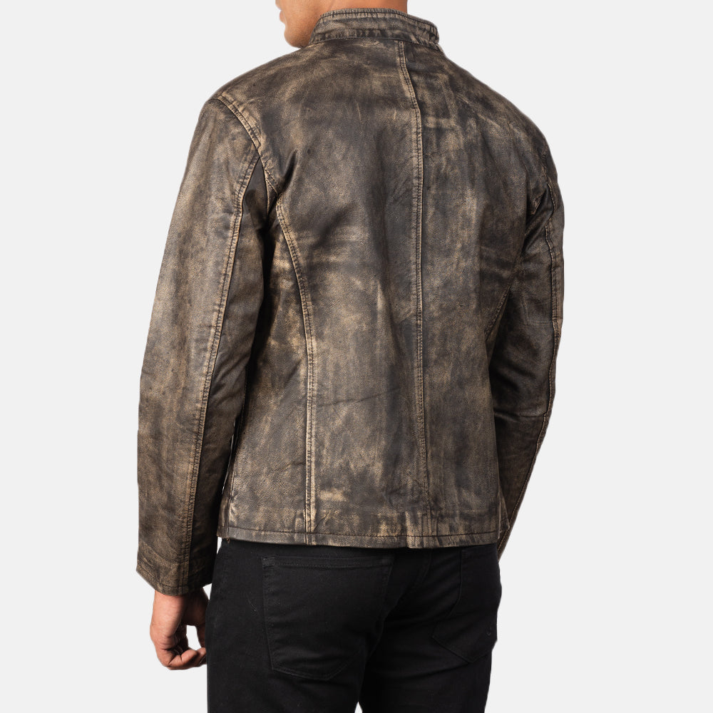 Alex Distressed Brown Goatskin Biker Jacket