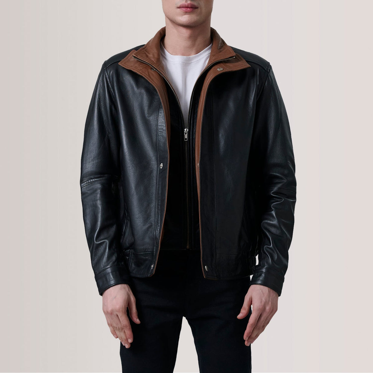 Alfred Black Sheepskin Leather Bomber Jacket