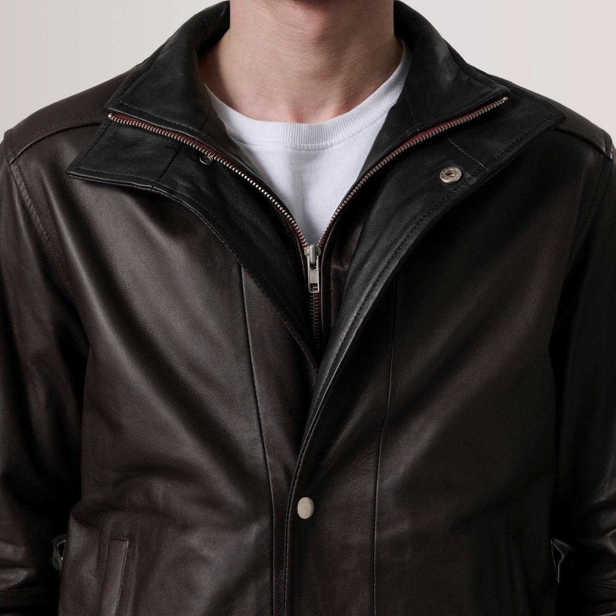 Alfred Maroon Sheepskin Leather Bomber Jacket