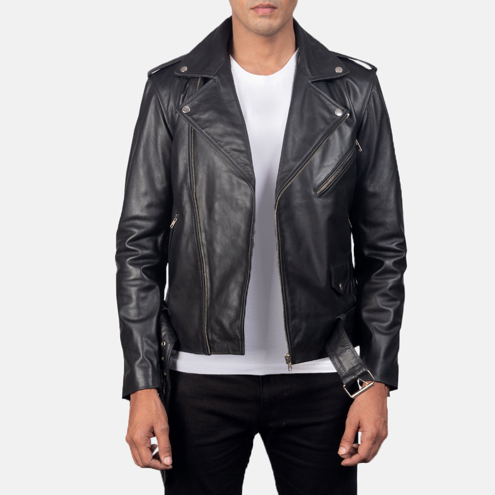 Allaric Alley Black Cowhide Biker Jacket