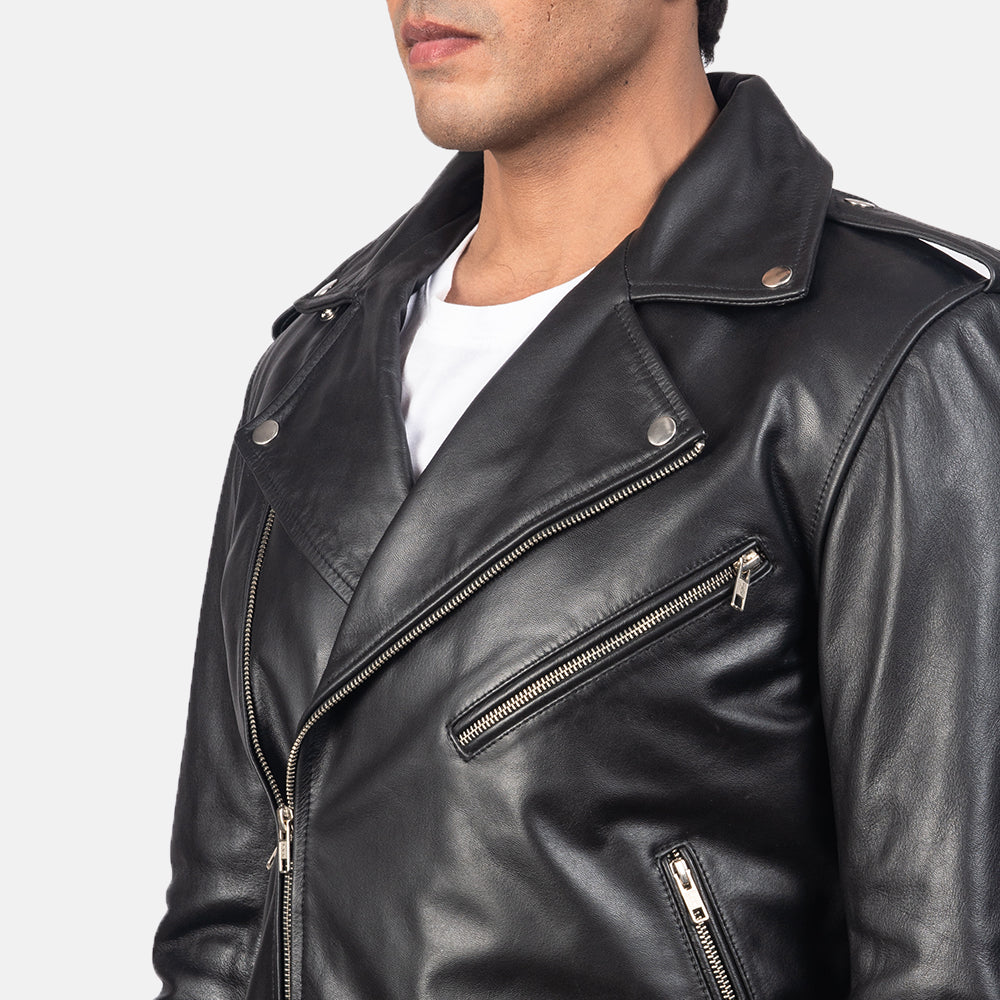 Allaric Alley Black Cowhide Biker Jacket