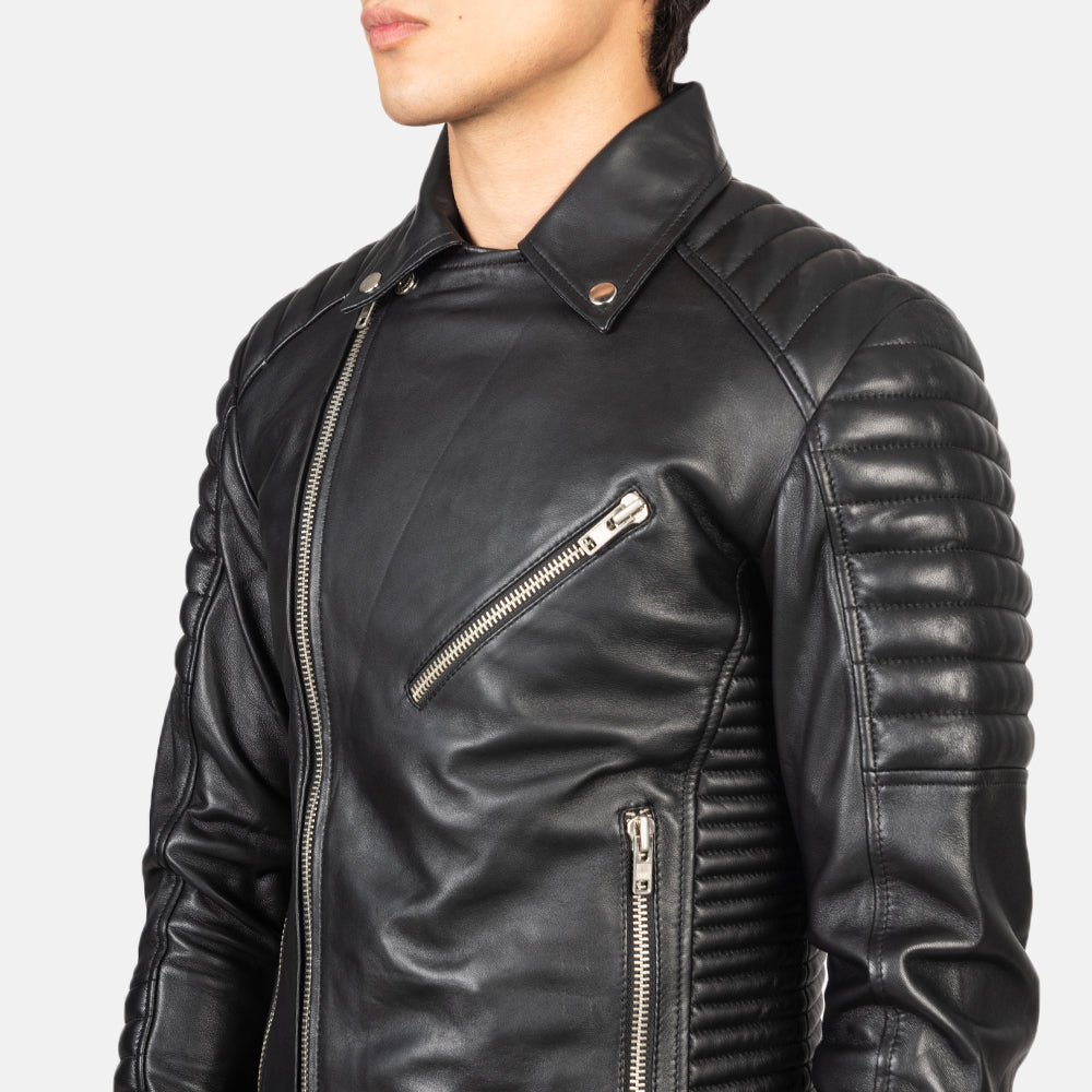 Armand Black Sheepskin Leather Moto Jacket
