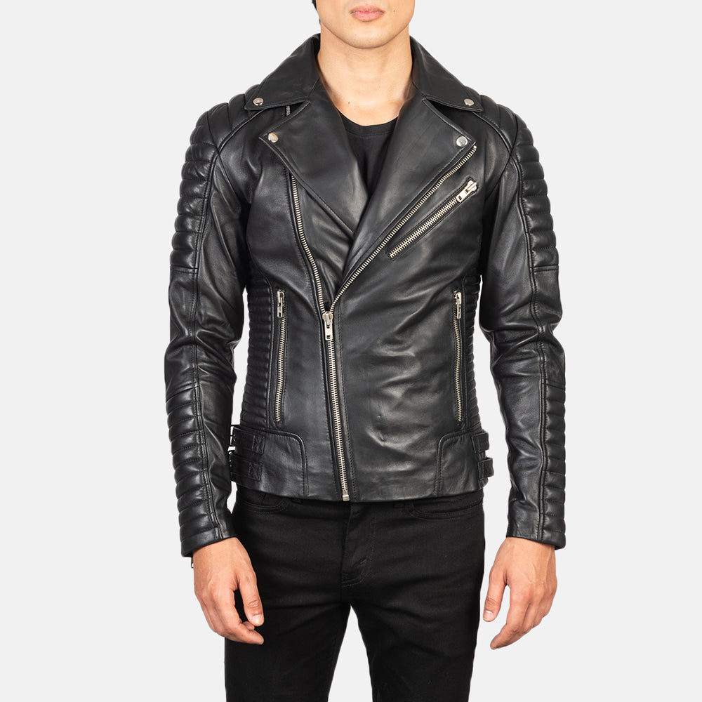Armand Black Sheepskin Leather Moto Jacket