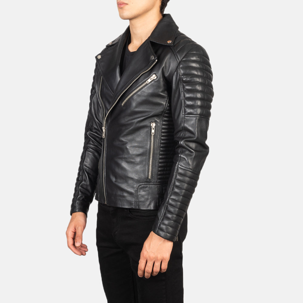Armand Black Sheepskin Leather Moto Jacket