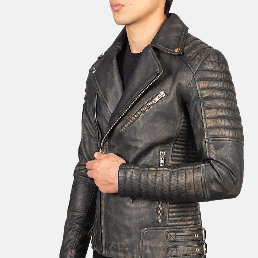 Armand Distressed Brown Goatskin Moto Jacket
