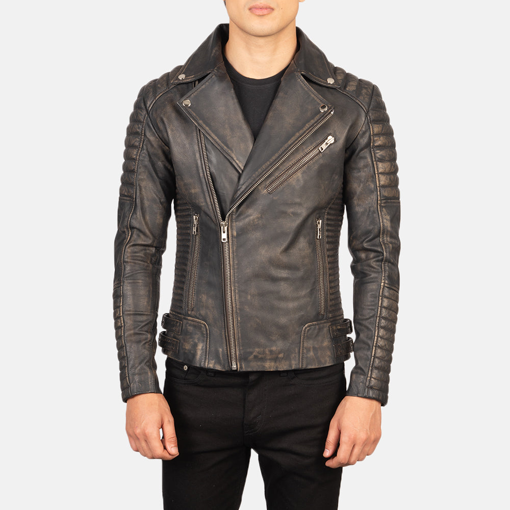 Armand Distressed Brown Goatskin Moto Jacket