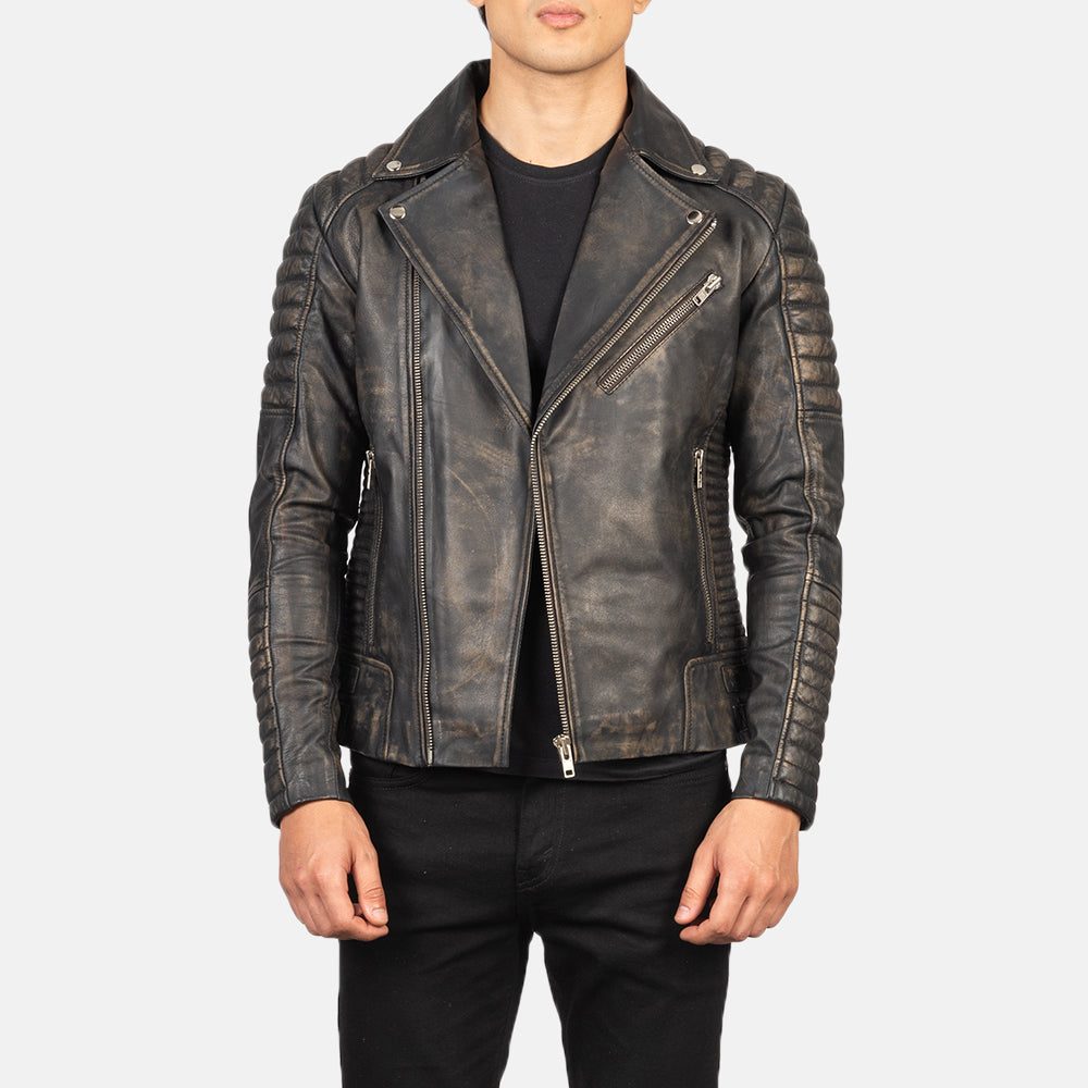 Armand Distressed Brown Goatskin Moto Jacket