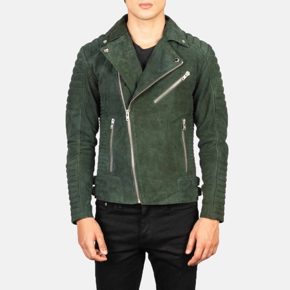 Armand Green Suede Moto Jacket
