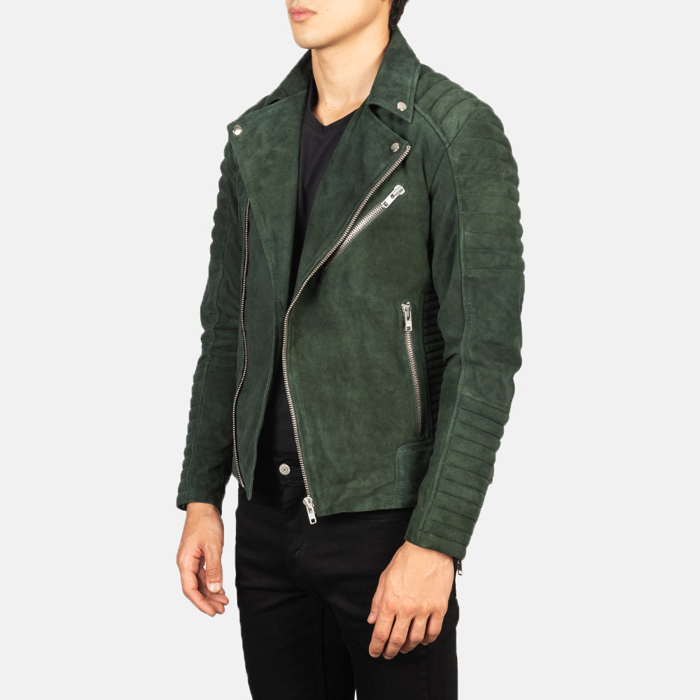 Armand Green Suede Moto Jacket
