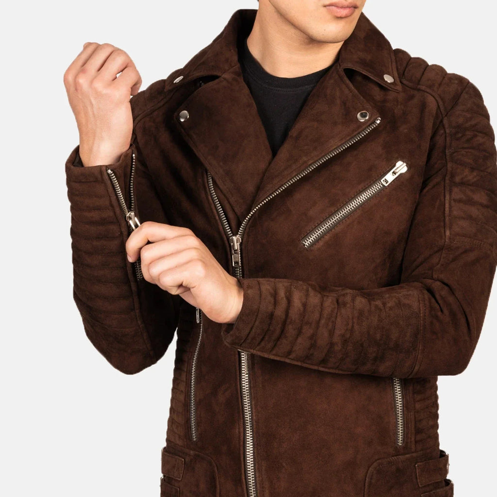 Armand Mocha Brown Suede Moto Jacket