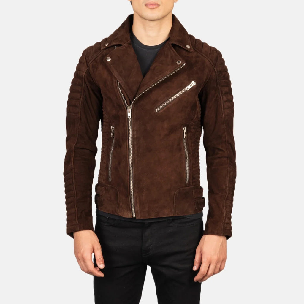 Armand Mocha Brown Suede Moto Jacket