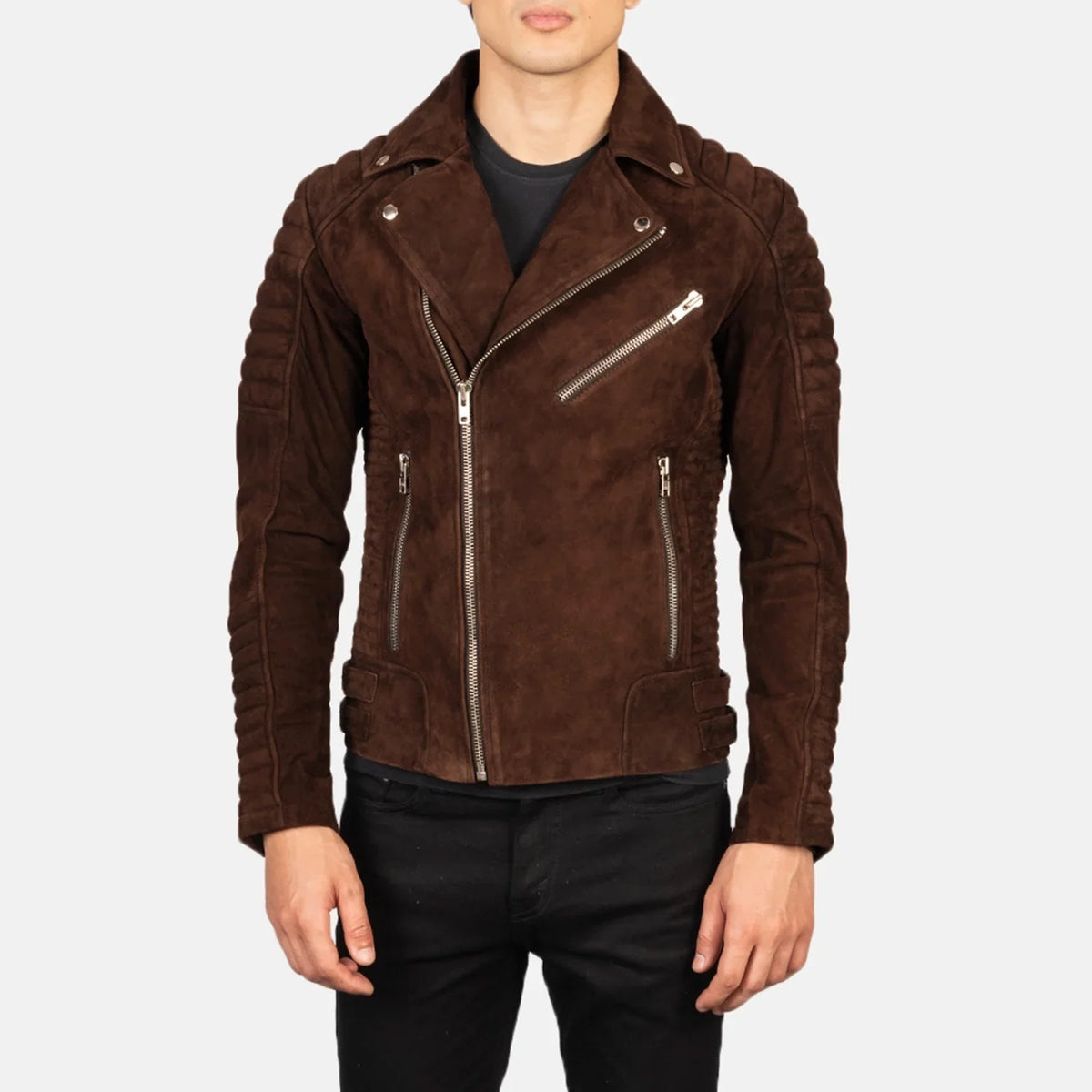 Armand Mocha Brown Suede Moto Jacket