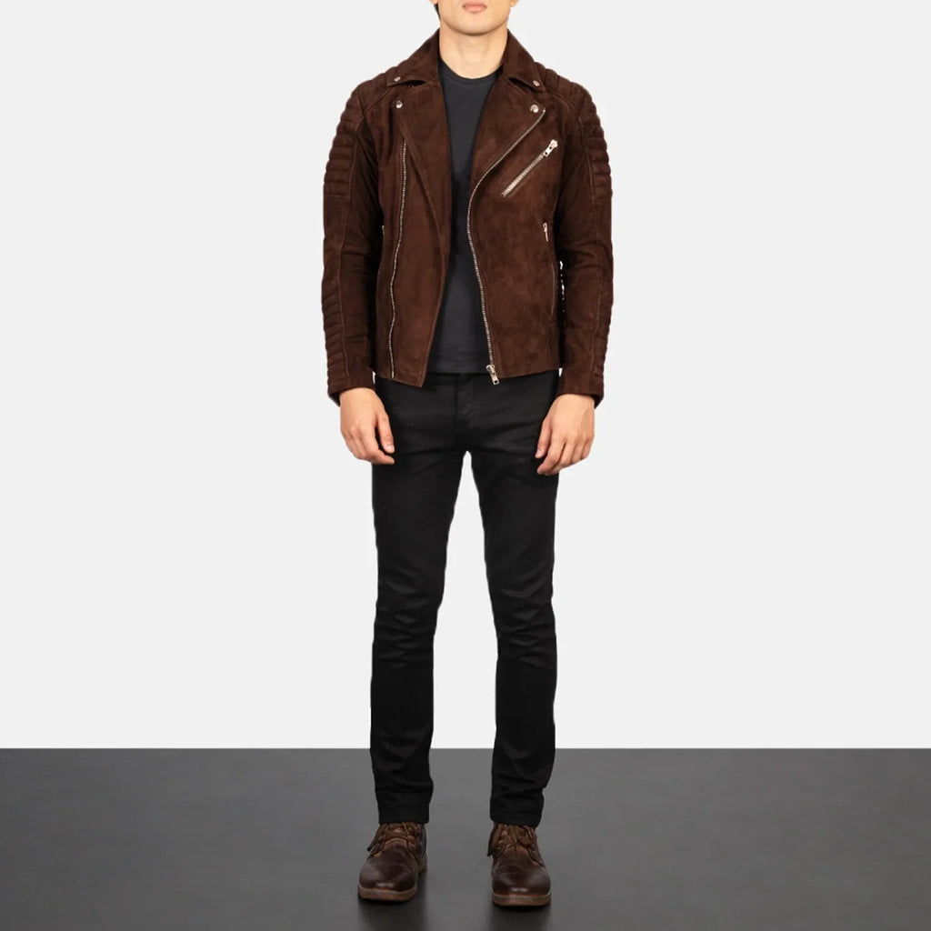 Armand Mocha Brown Suede Moto Jacket