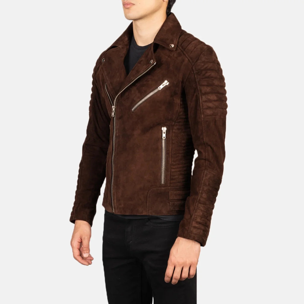 Armand Mocha Brown Suede Moto Jacket