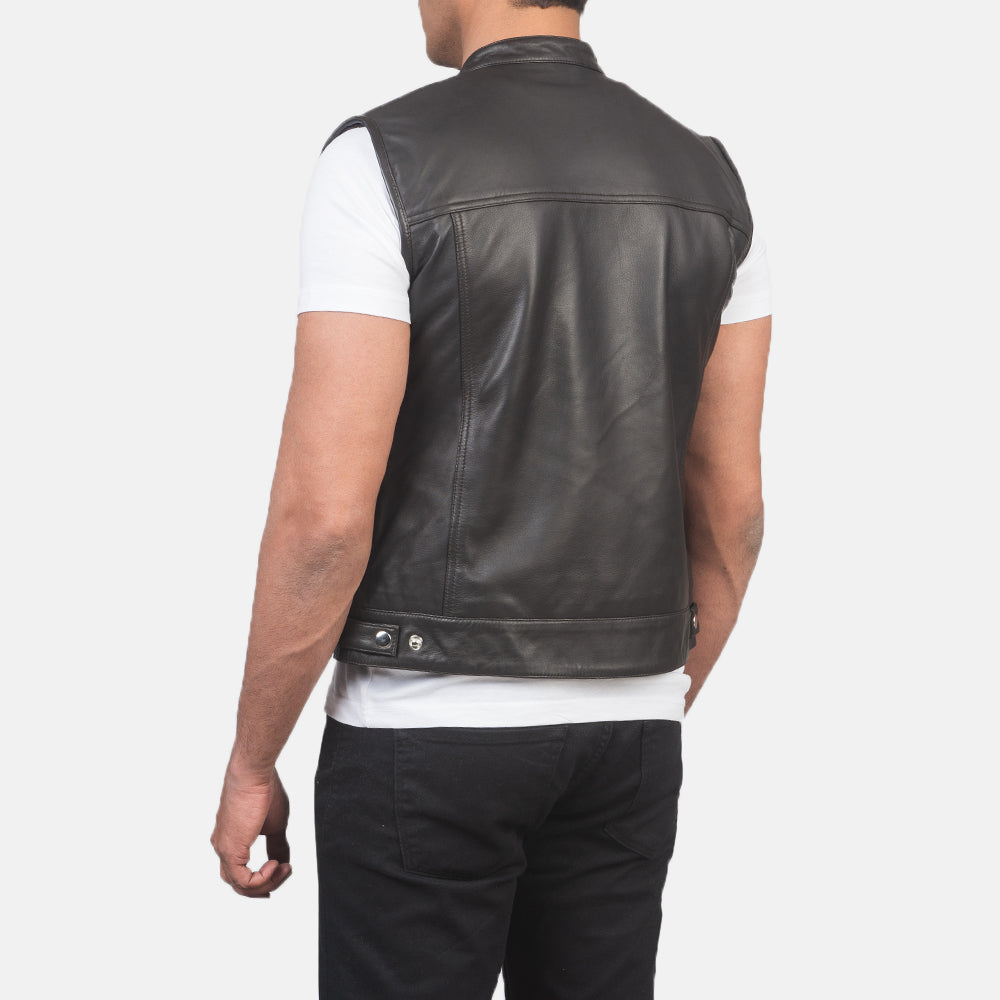 Atlas Brown Sheepskin Leather Biker Vest