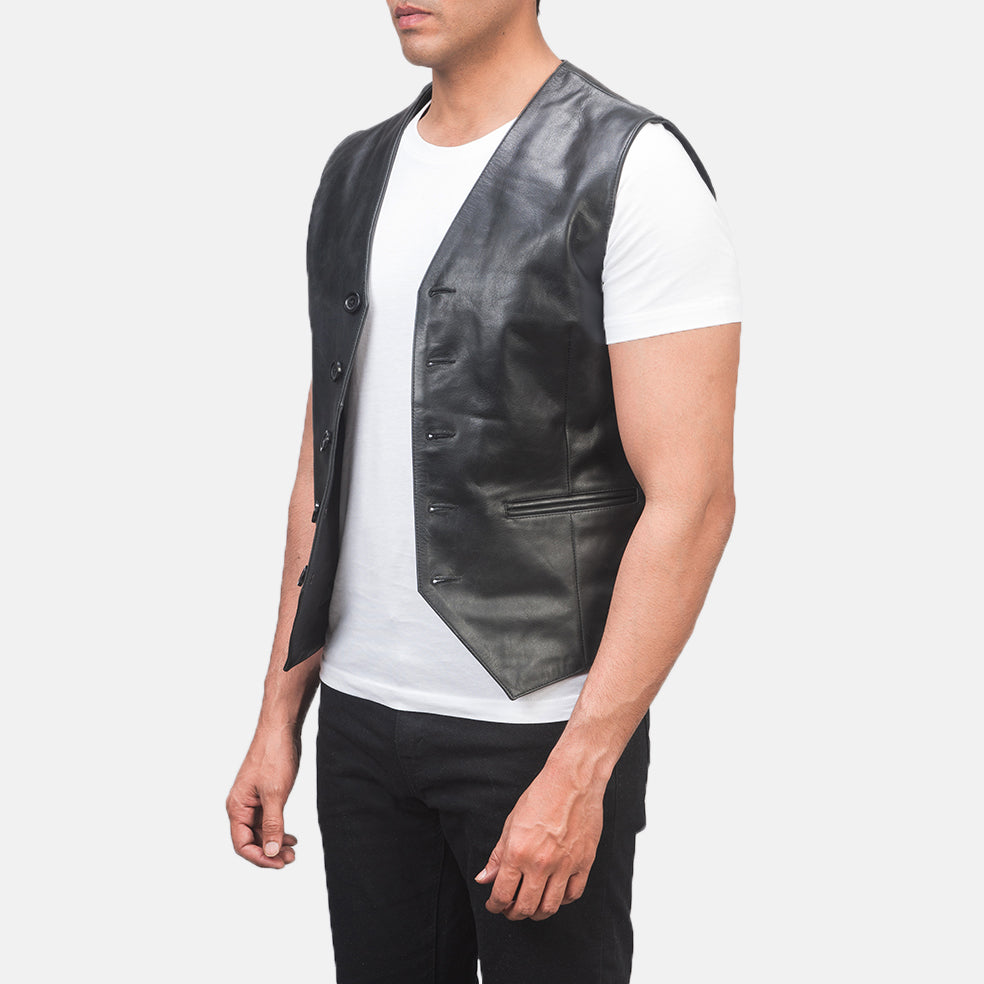 Auden Black Cowhide Leather Vest
