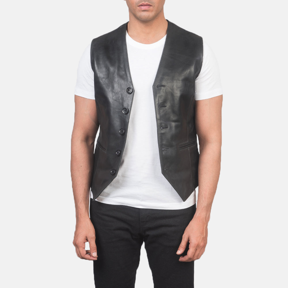 Auden Black Cowhide Leather Vest