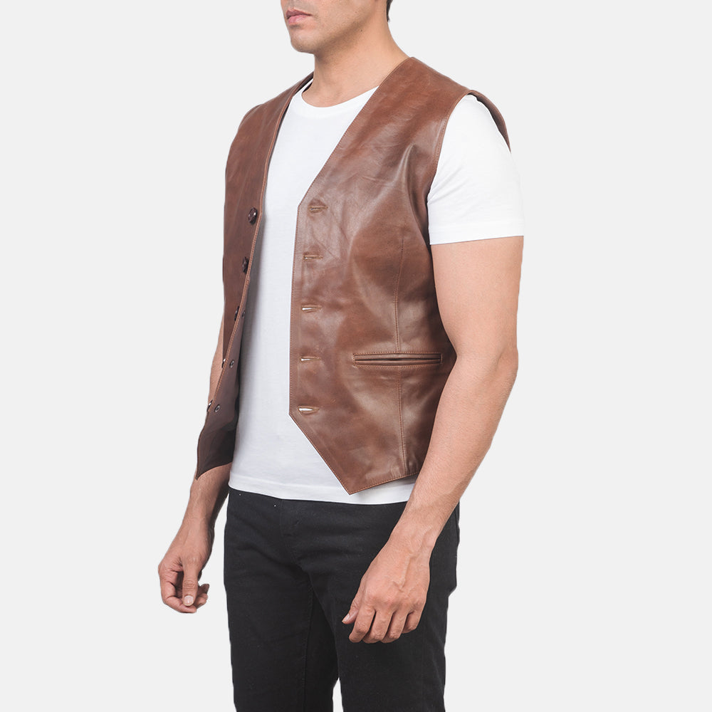 Auden Brown Cowhide Leather Vest