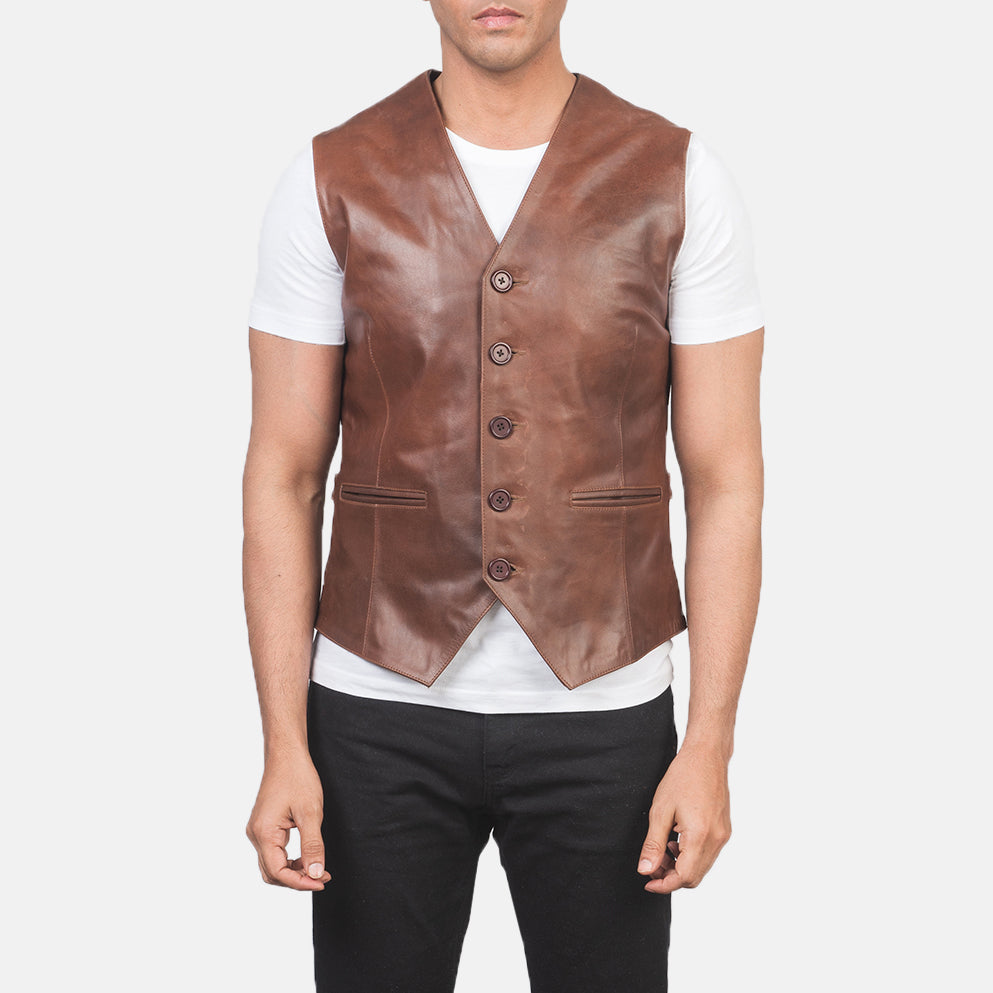 Auden Brown Cowhide Leather Vest