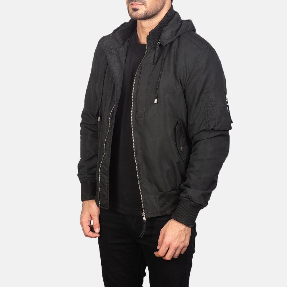 Hanklin MA-1 Black Hooded Polyester Bomber Jacket