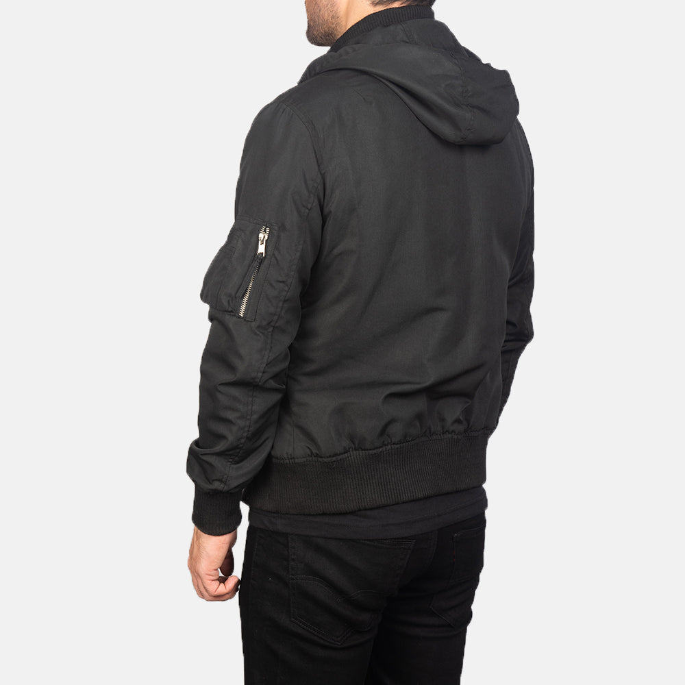Hanklin MA-1 Black Hooded Polyester Bomber Jacket