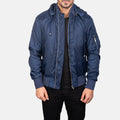 Hanklin MA-1 Blue Hooded Nylon Bomber Jacket