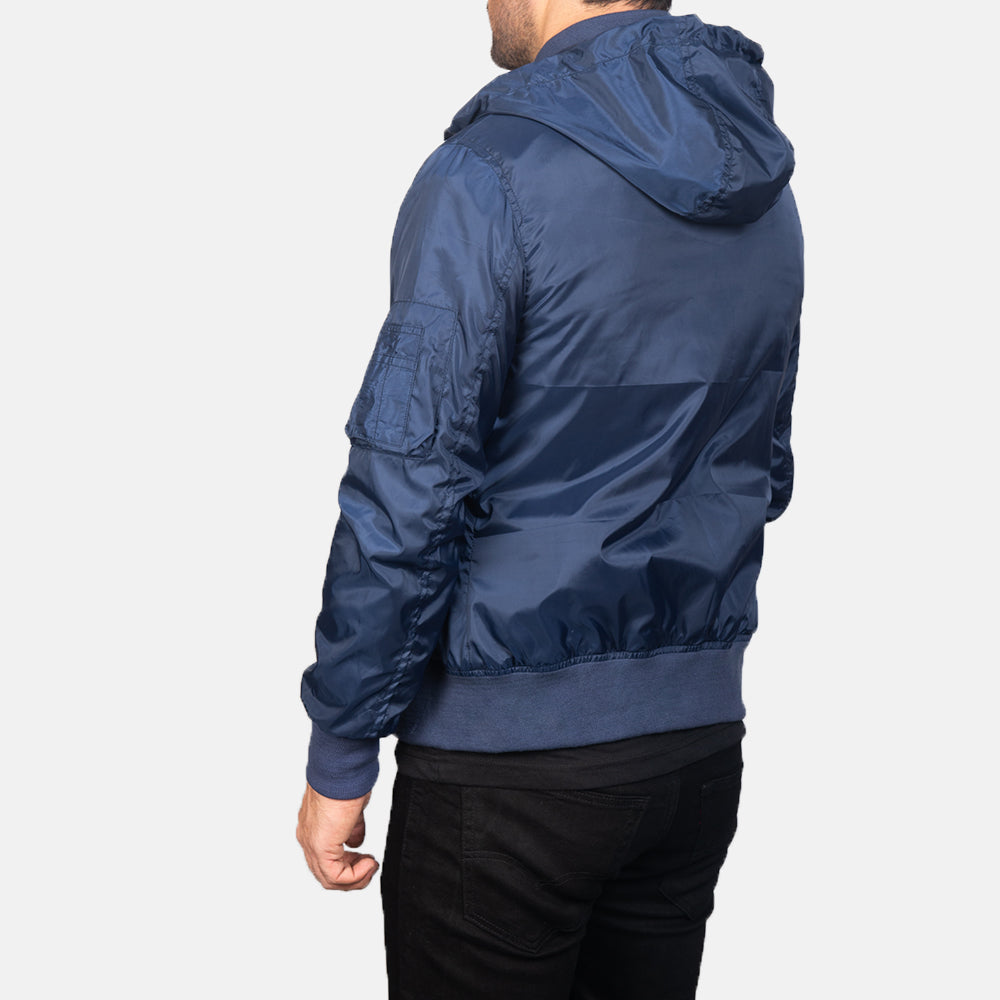 Hanklin MA-1 Blue Hooded Nylon Bomber Jacket