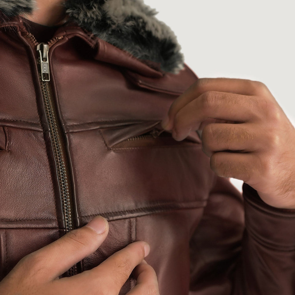 Evan Hart Fur Leather Jacket in Distressed Brown