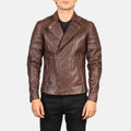 Faisor Leather Biker Jacket in Brown Cowhide