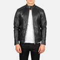 Fernando Quilted Leather Biker Jacket in Black Sheepskin