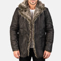 Furlong Distressed Black Leather Coat