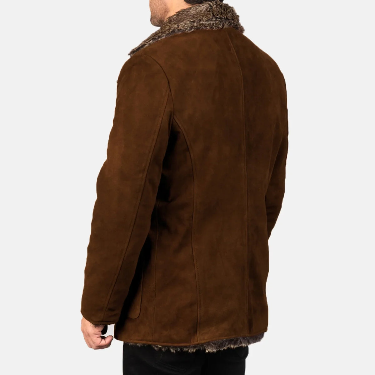 Furlong Dark Brown Suede Leather Coat