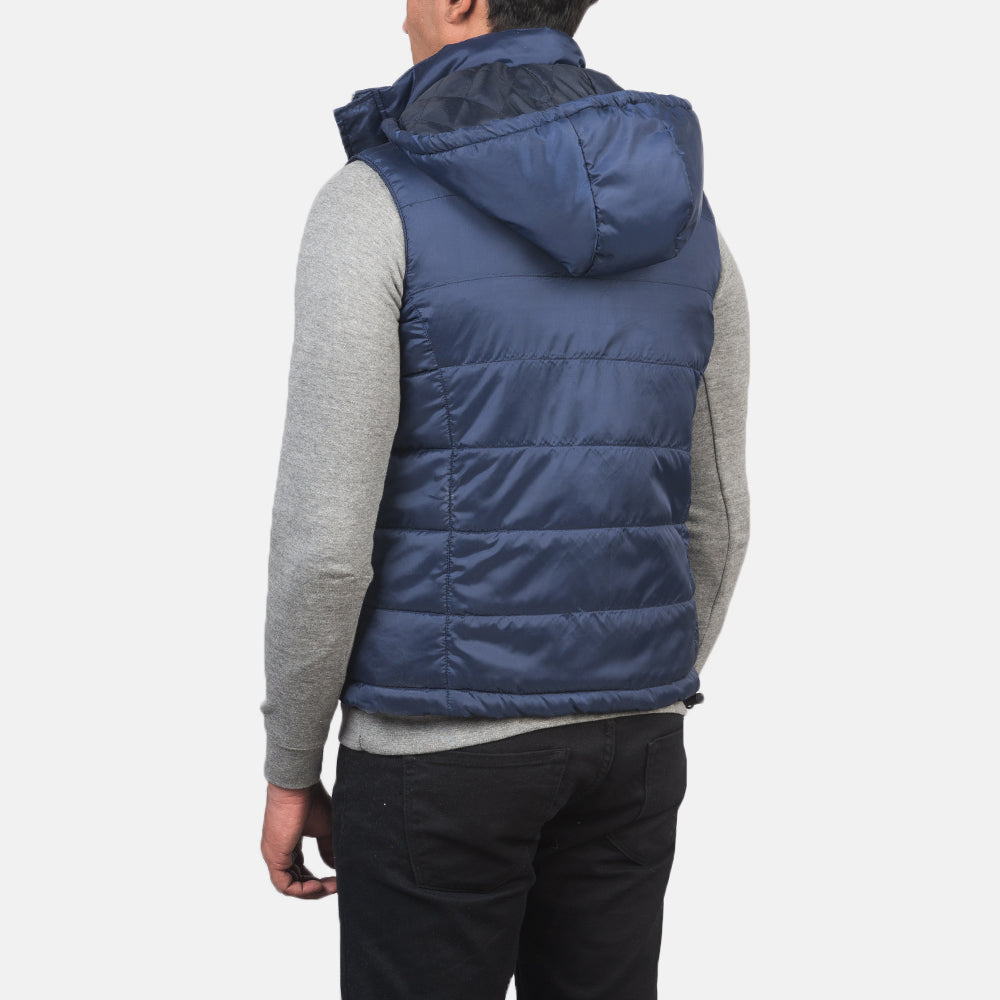 Fuston Blue Hooded Puffer Vest